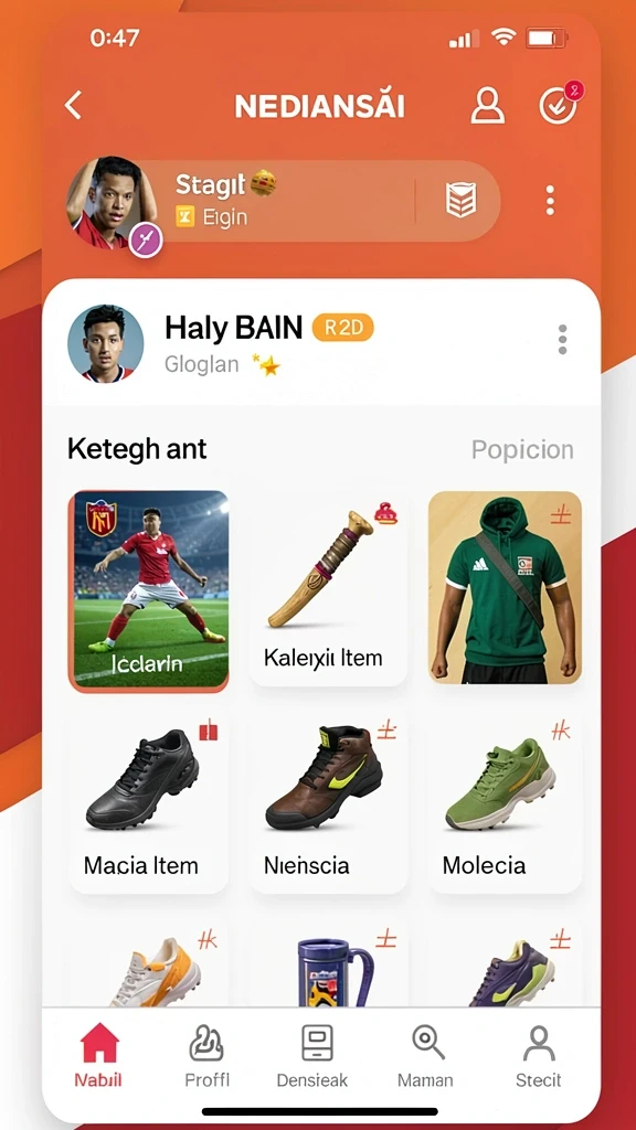 Karakter dengan desain yang menarik dan berwarna.